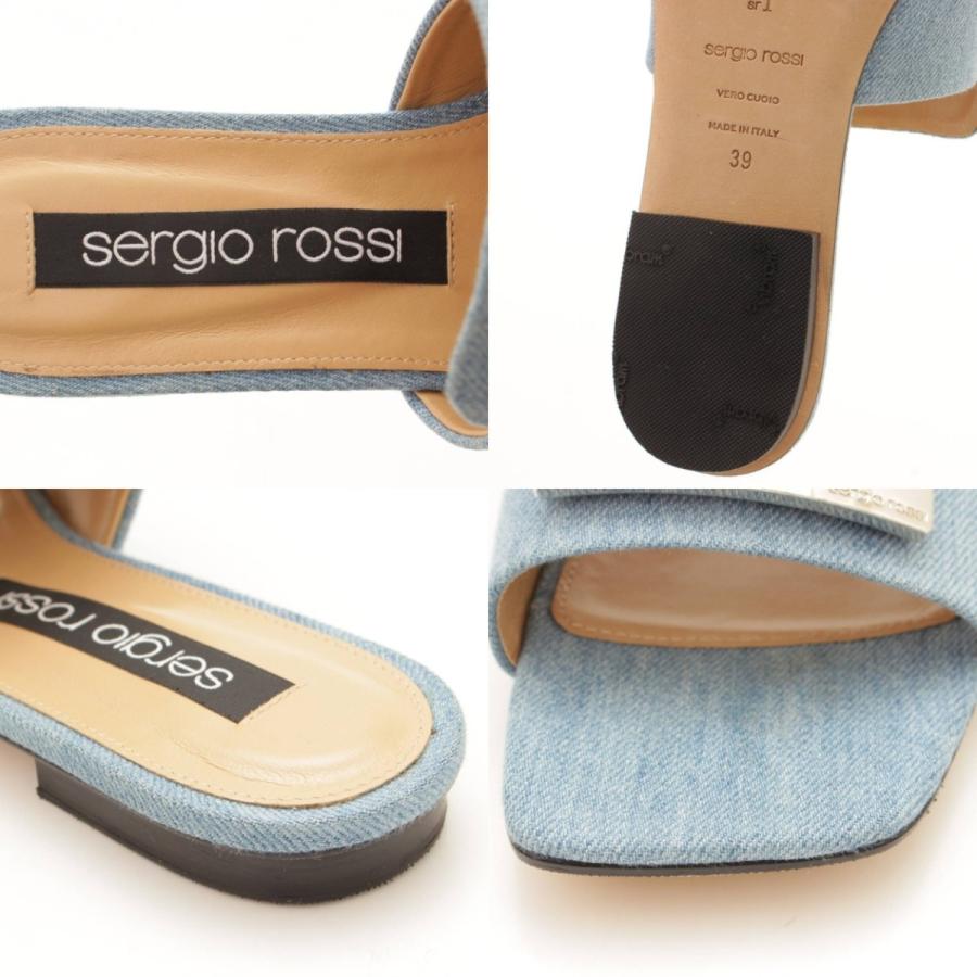 Sergio Rossi スタッズ ロゴプレート フラット サンダル Sergio Rossi スタッズ ロゴプレート フラット サンダル