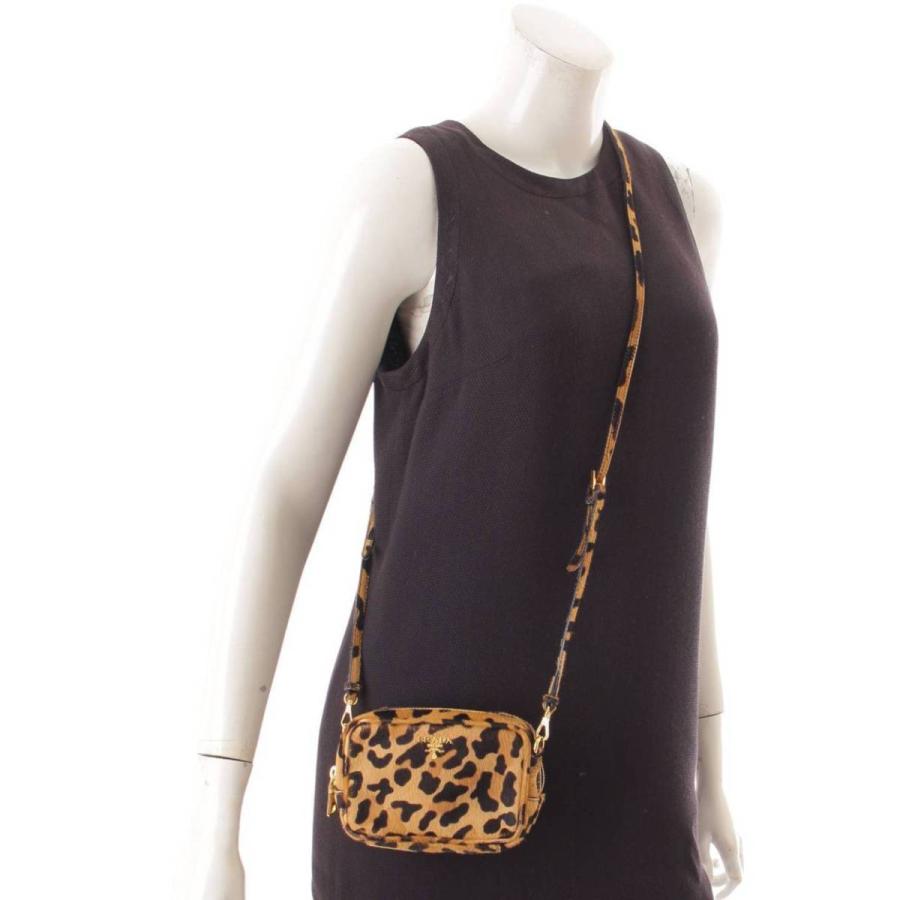 PRADA 【プラダ】Prada ハラコ レオパード ショルダーバッグ カメラ  