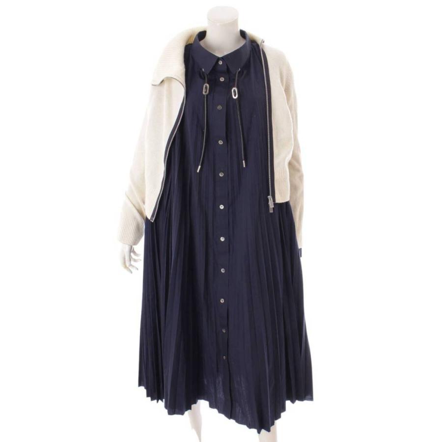 sacai 19AW ニットライダース ドッキング プリーツシャツ ワンピース 