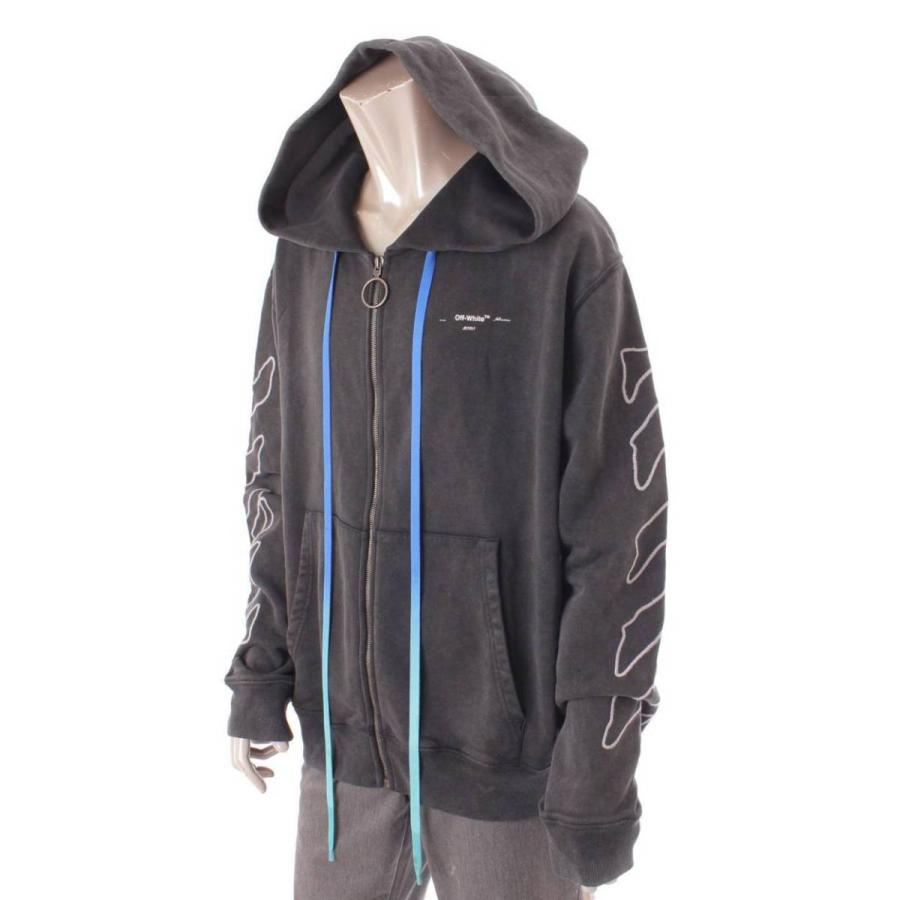 19AW OFF WHITE バックバイアスエンブロイダリージップアップパーカー 19AW OFF WHITE バックバイアスエンブロイダリージップアップ