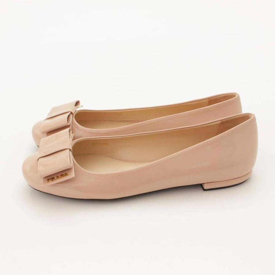 PRADA 【プラダ】Prada パテントレザー バレエシューズ リボン ピンク 