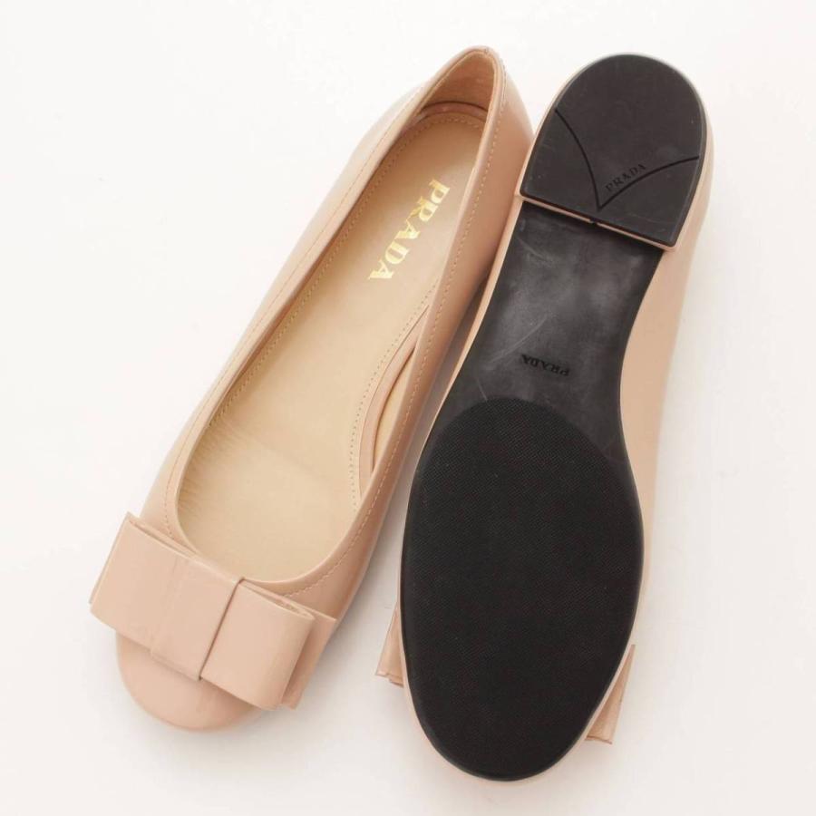 PRADA 【プラダ】Prada パテントレザー バレエシューズ リボン ピンク 