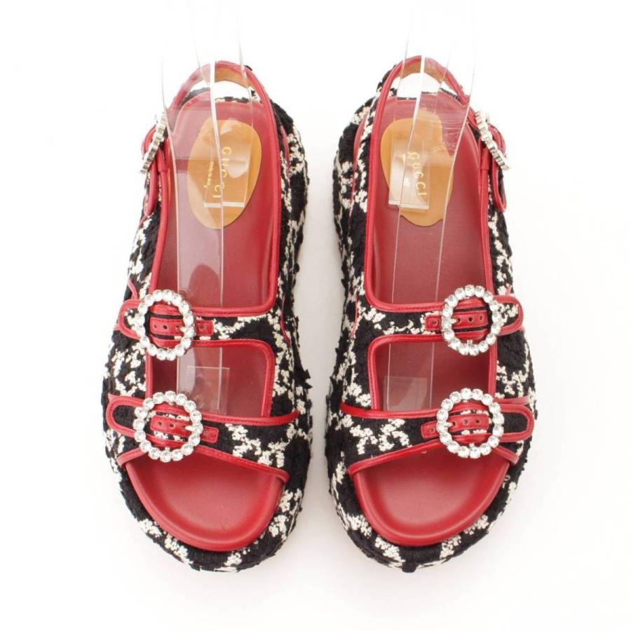 GUCCI 【グッチ】Gucci 19SS GGツイード プラットフォーム サンダル  