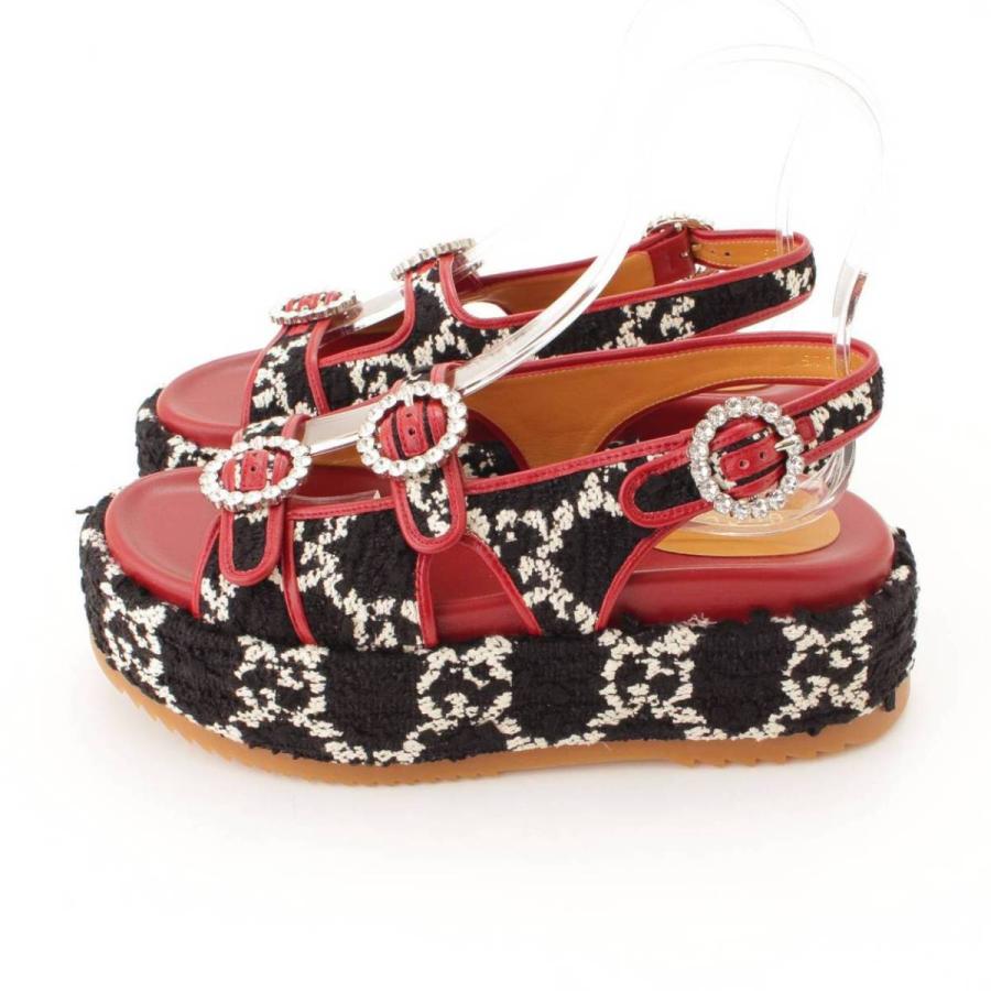 GUCCI 【グッチ】Gucci 19SS GGツイード プラットフォーム サンダル  