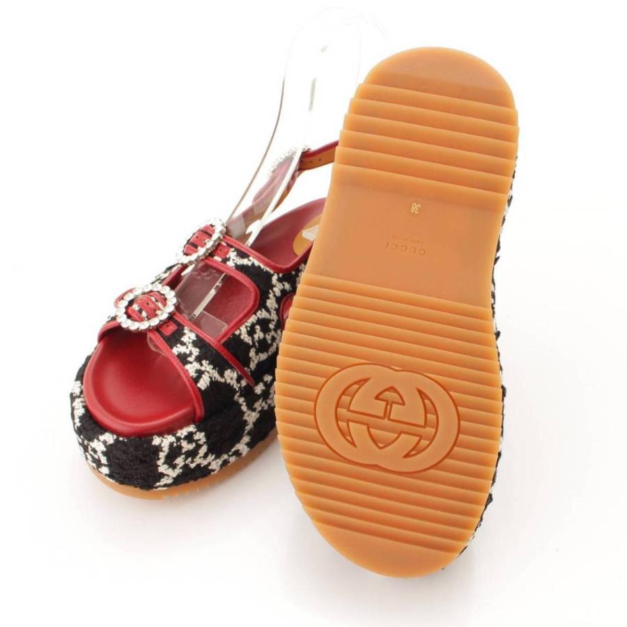 GUCCI 【グッチ】Gucci 19SS GGツイード プラットフォーム サンダル  