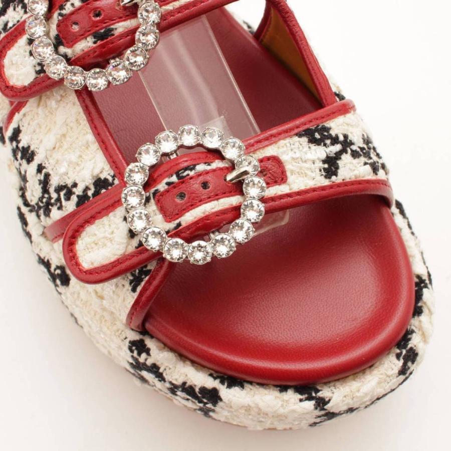 GUCCI 【グッチ】Gucci 19SS GGツイード プラットフォーム サンダル 