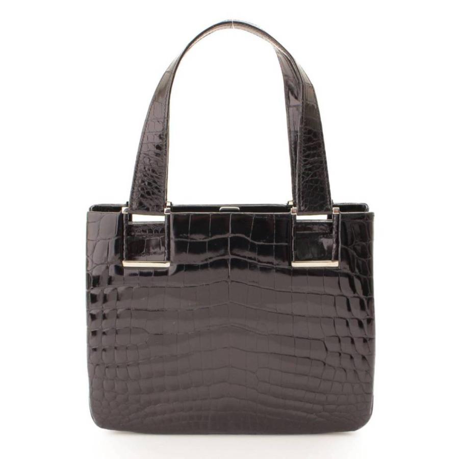 モラビト】MORABITO ローザンヌ クロコダイル レザー ハンドバッグ 