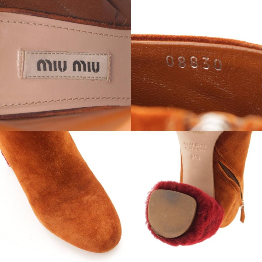 ミュウミュウ】Miu Miu スエード ファーヒール ショートブーツ サイド 
