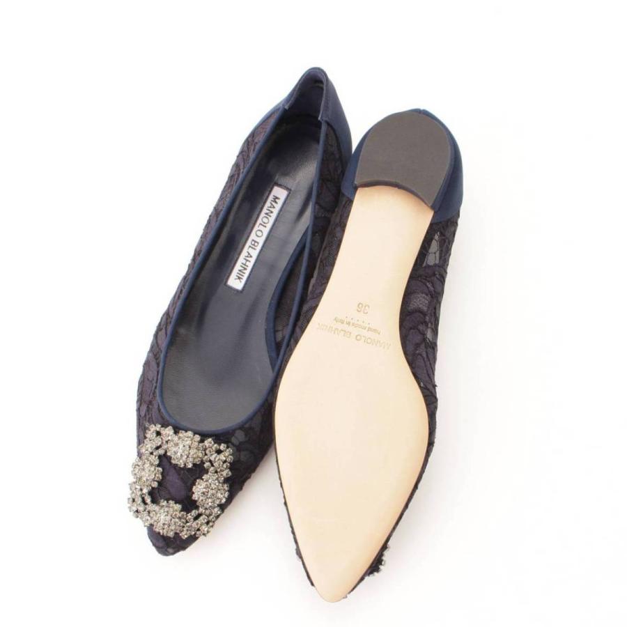 MANOLO BLAHNIK マノロブラニク レース フラットシューズ パンプス