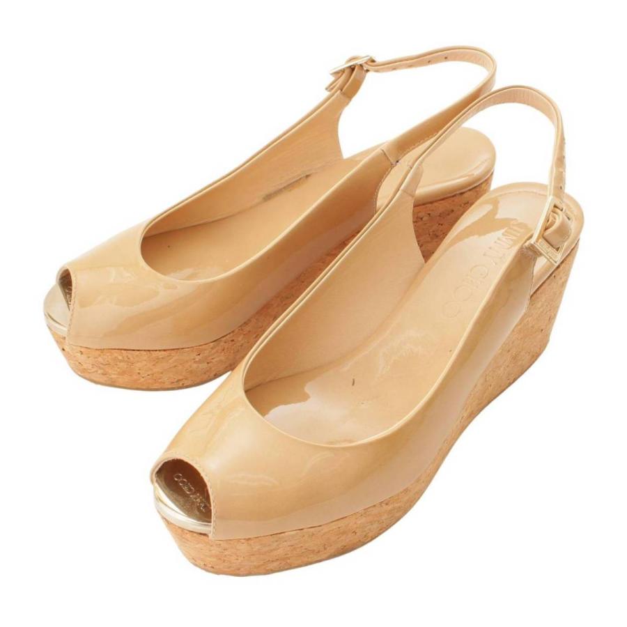 ジミーチュウ】Jimmy Choo エナメル オープントゥ ウェッジソール