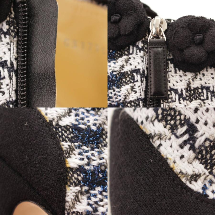 シャネル】Chanel ツイード カメリア サイドジップ ブーティ G31795 