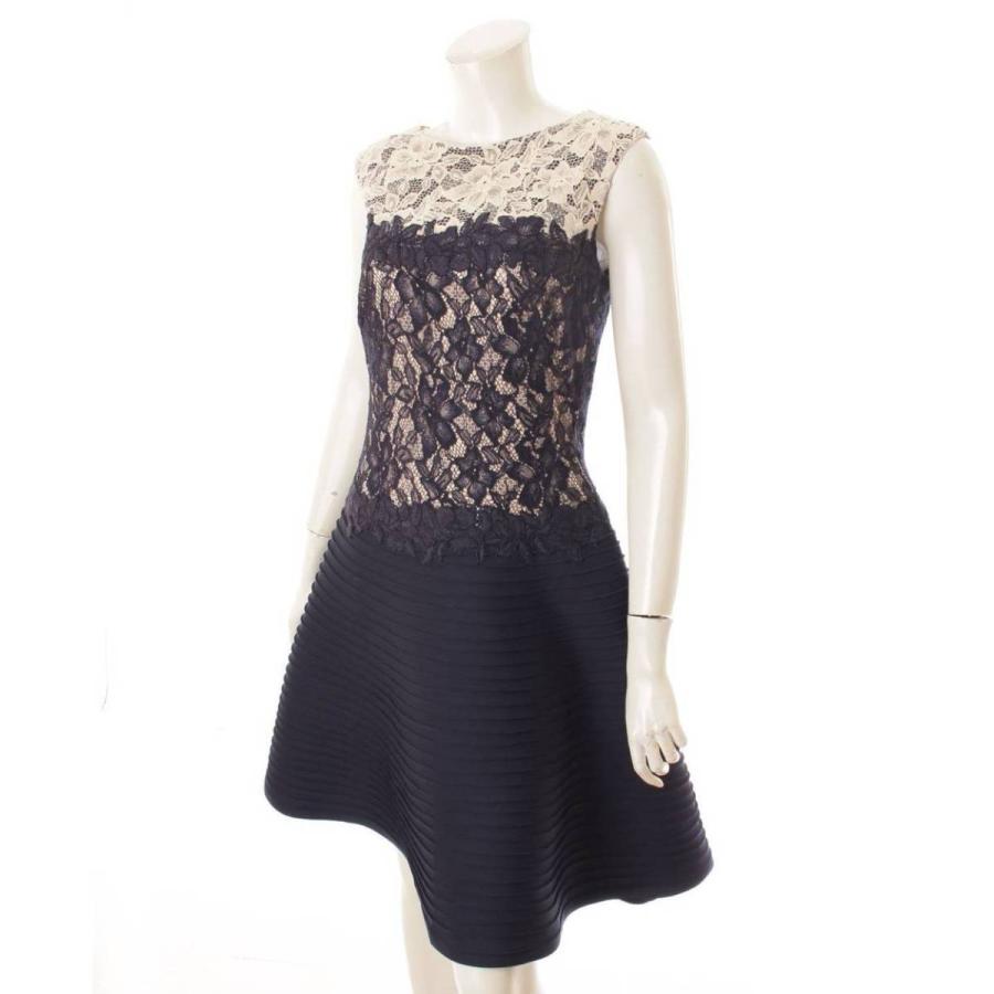 Tadashi Shoji レース 切替 フレア ワンピース ノースリーブ 