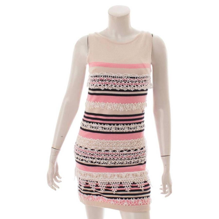 贈る結婚祝い ボーダー レース ノースリーブ カシミヤ シャネル Chanel ワンピース 中古 正規品保証 34 マルチカラー P ワンピース チュニック