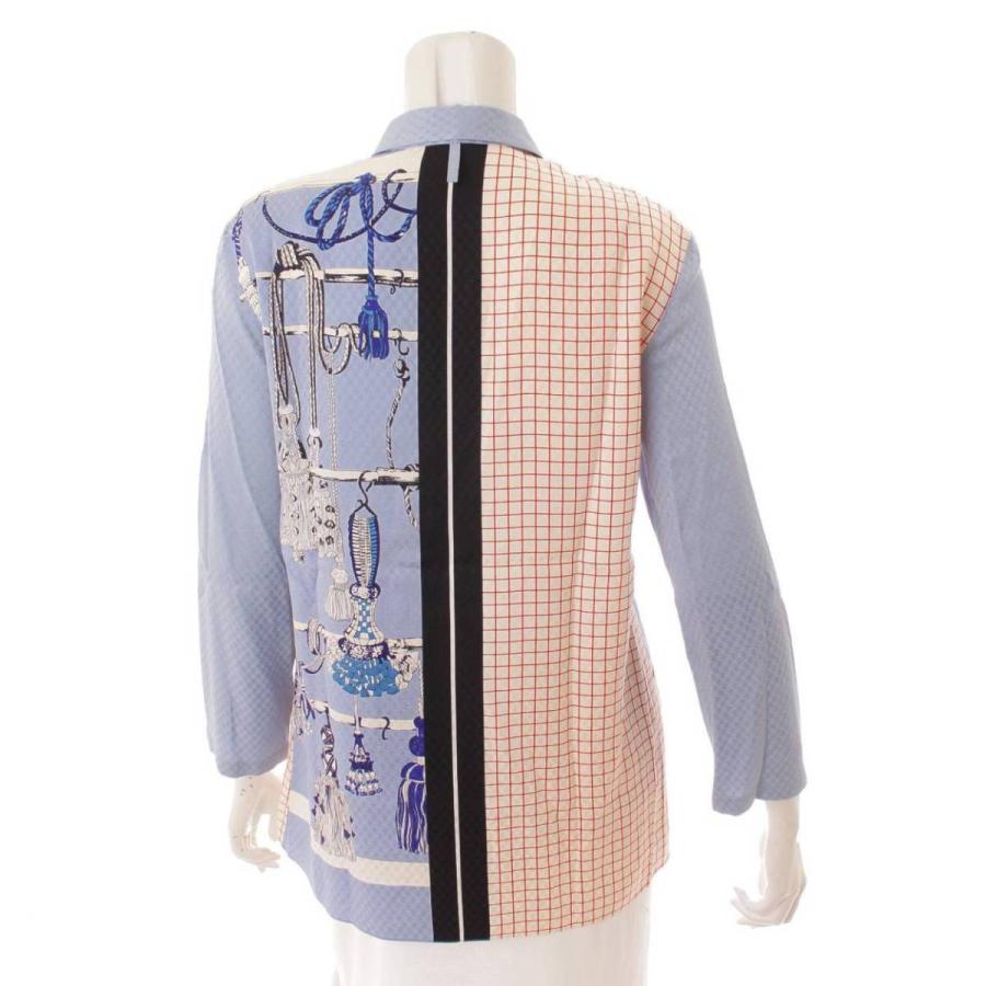 HERMES シルク100% 切替 ニット カーディガン 総柄 ネイビー L HERMES シルク100% 切替 ニット カーディガン 総柄 ネイビー L トップス