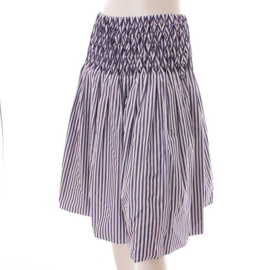 シャネル】Chanel スモッキング スカート ギャザー ストライプ P60279  