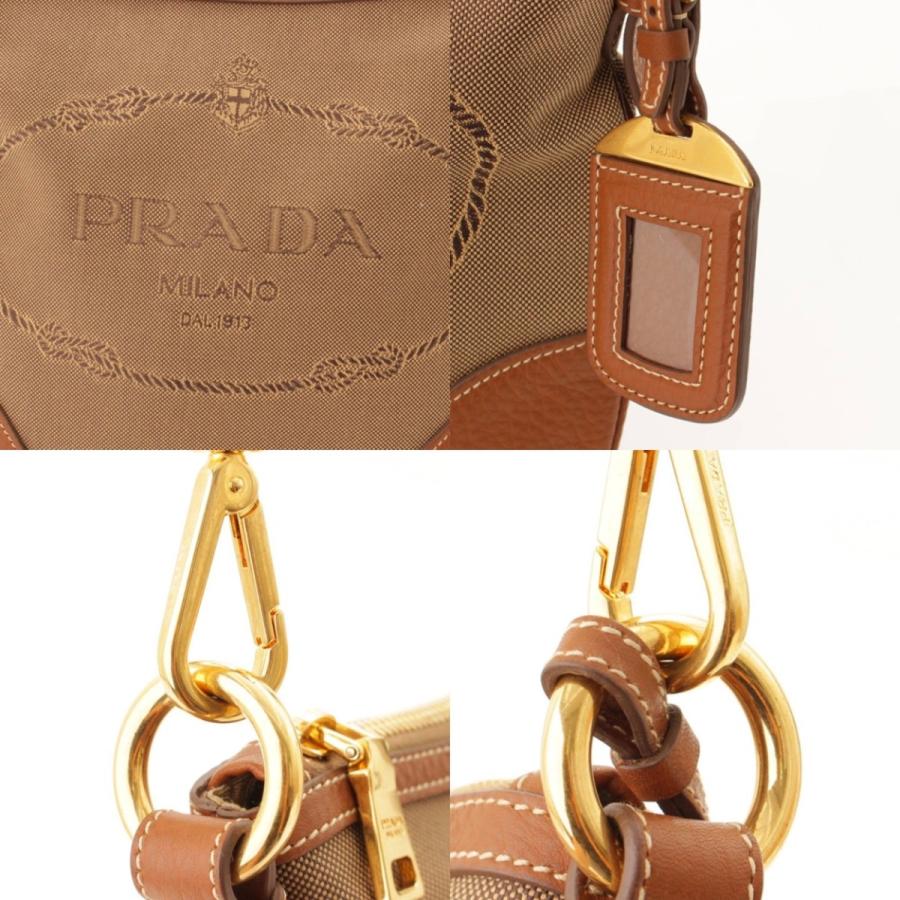 PRADA 【プラダ】Prada ロゴジャガード キャンバス レザー ショルダー 