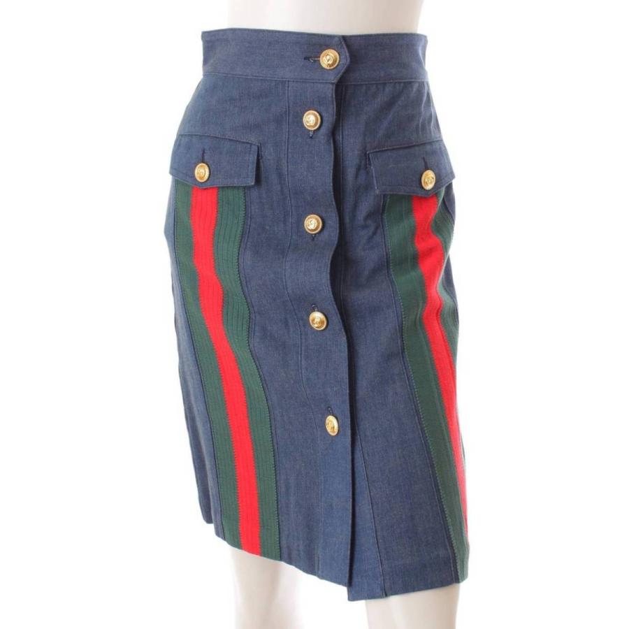 グッチ】Gucci 19年 GGボタン シェリーライン デニム スカート 573410 