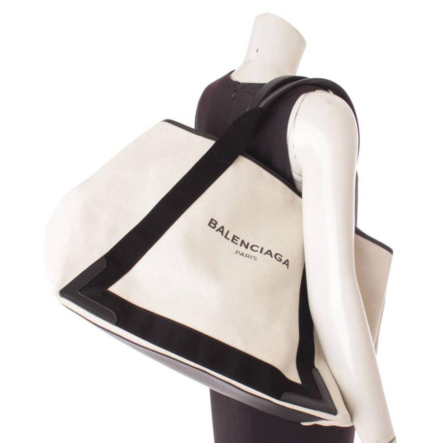 バレンシアガ】Balenciaga ネイビーカバス M キャンバス レザー トート