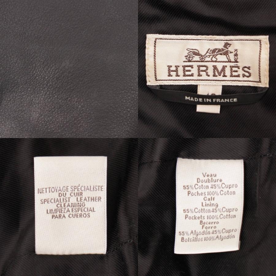 エルメス】Hermes セリエボタン レザー ストレート パンツ 38 エルメス】Hermes セリエボタン レザー ストレート パンツ 38