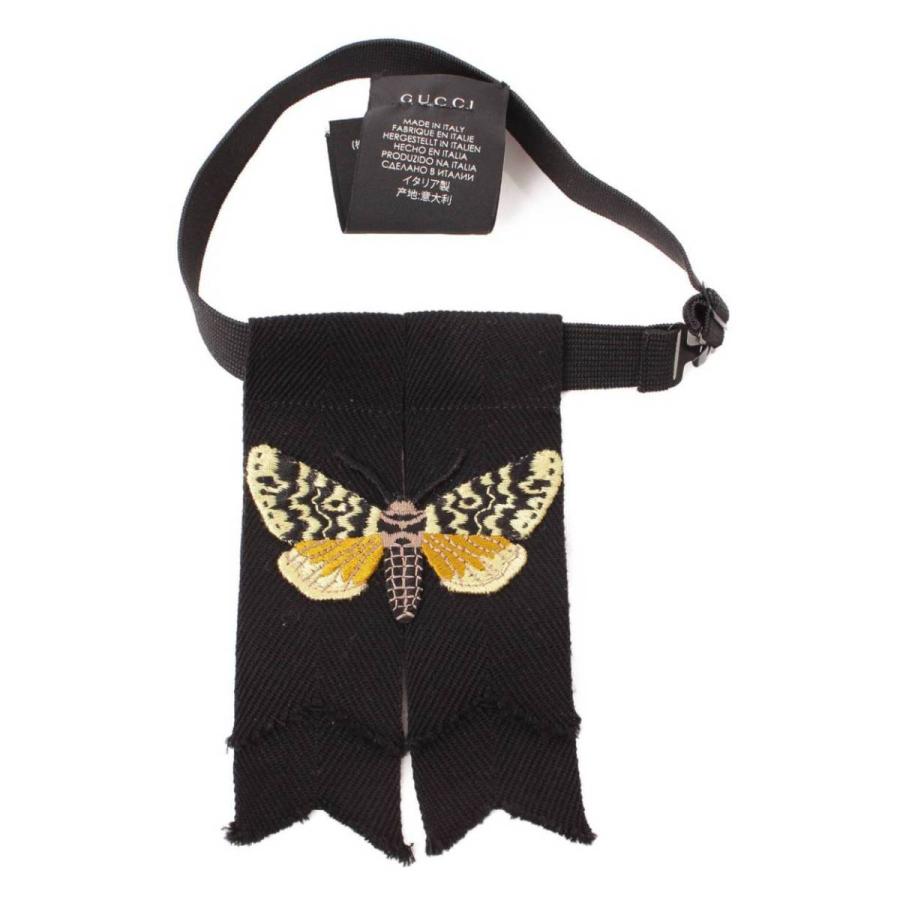 【グッチ】Gucci　バタフライ エンブロイダリー付き ネックボウ 493021 ブラック 【中古】【正規品保証】136331