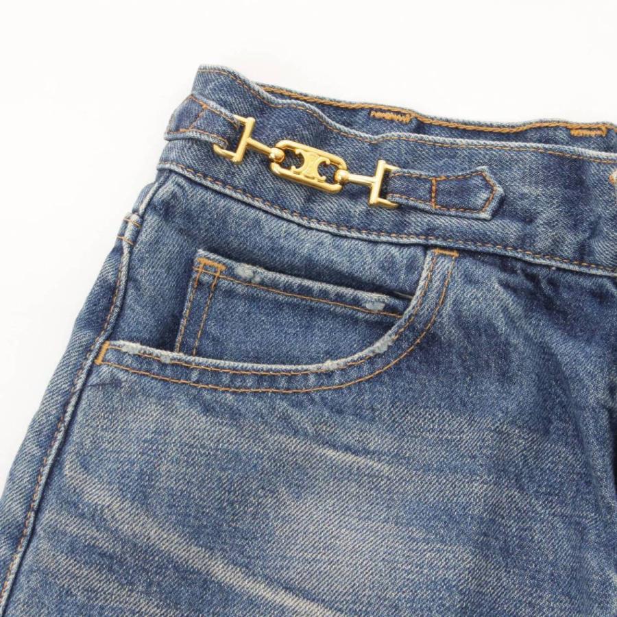 CELINE Celine トリオンフチェーン装飾 ハーフ デニムパンツ 