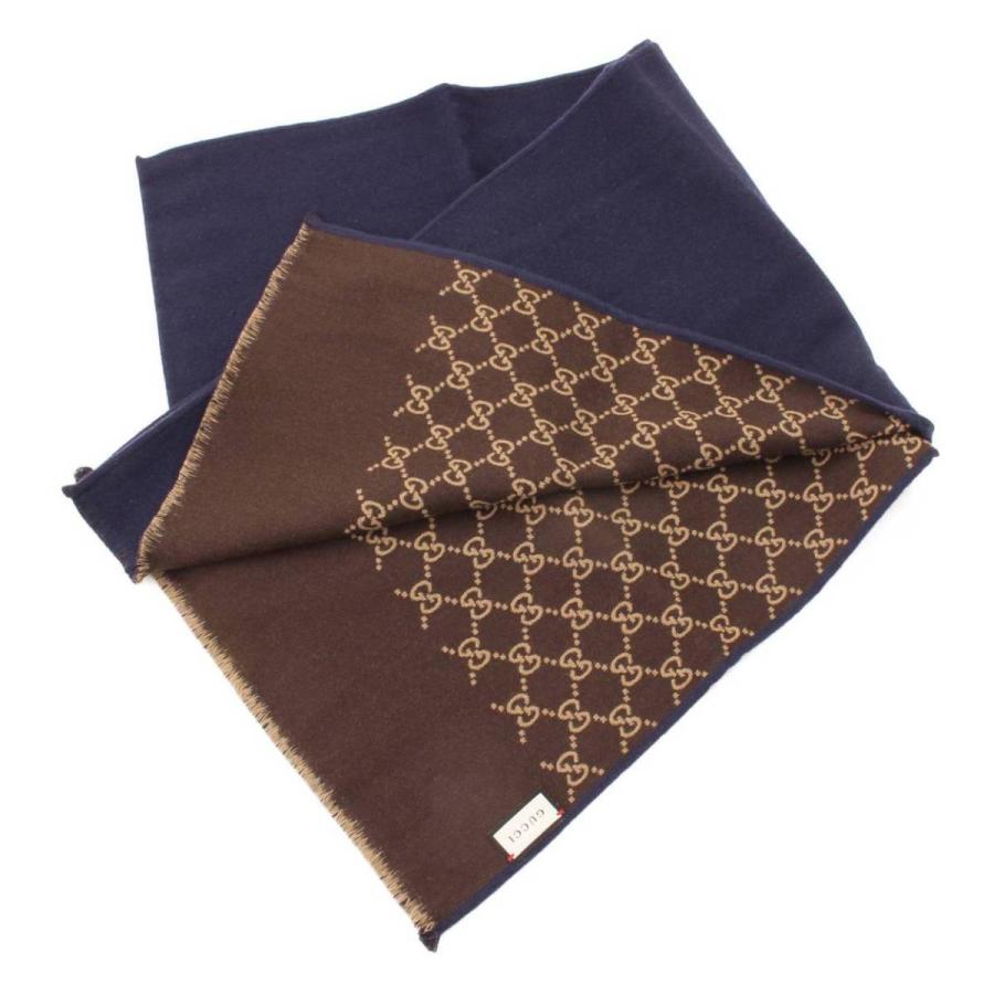 GUCCI ネイビー GGパターン マフラー 35x180cm