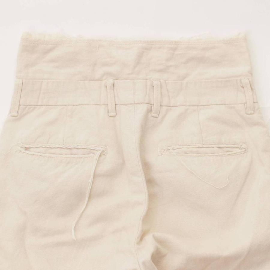 ミドリカワ 19SS コットンリネン パンツ ダメージ加工 カットオフ 白 S