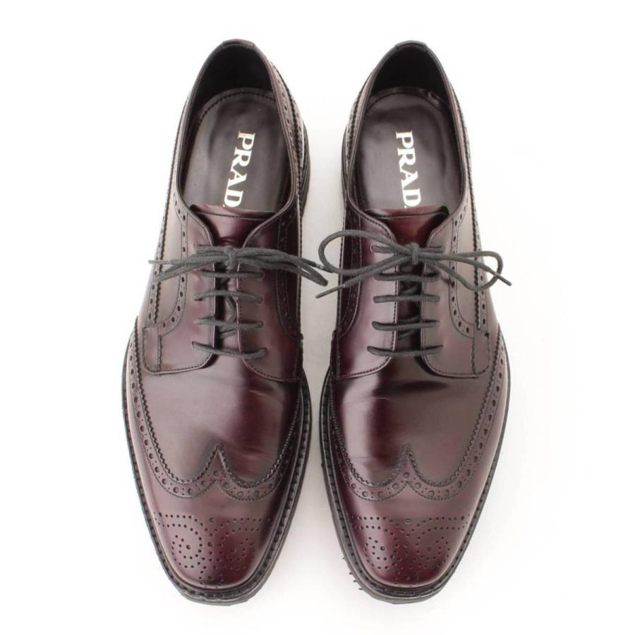 PRADA プラダ正規品 26cm黒 レザー ウィングチップ 厚底靴
