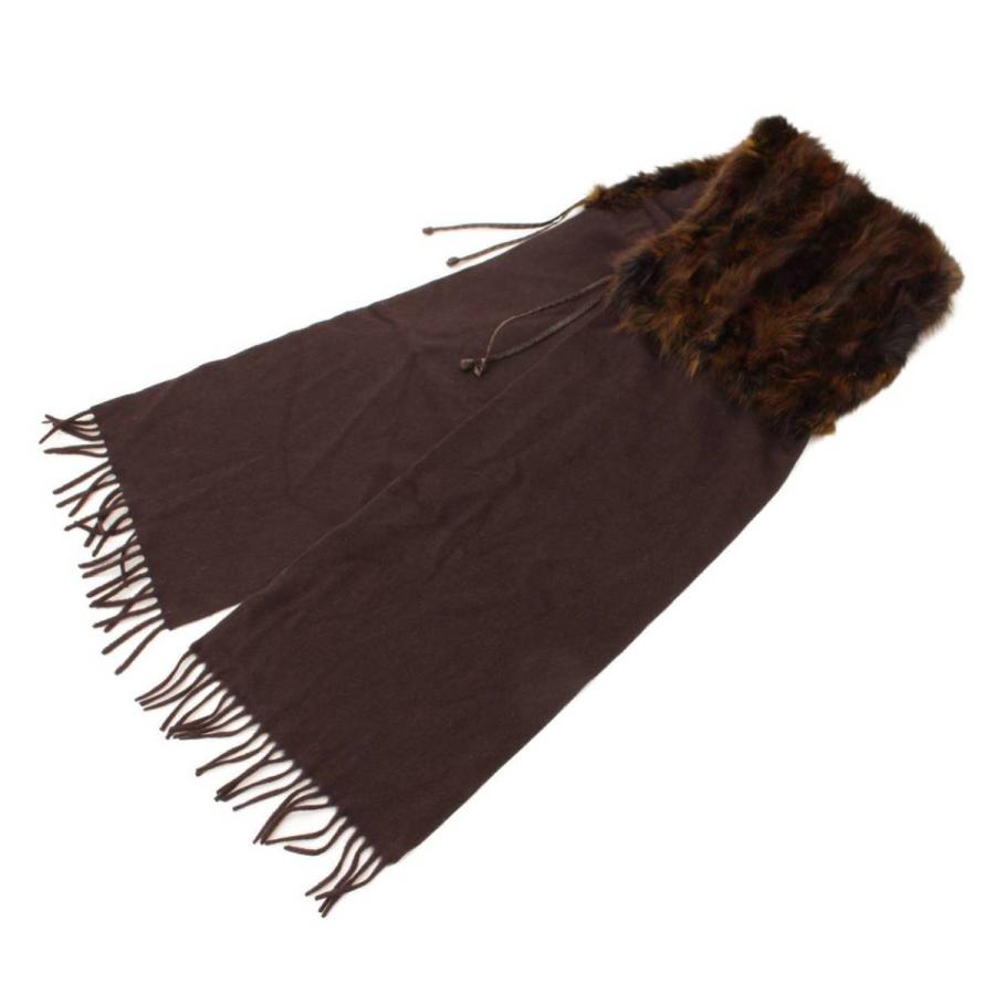 フェンディ】Fendi カシミヤ ファー付き キャンディ ストール マフラー  