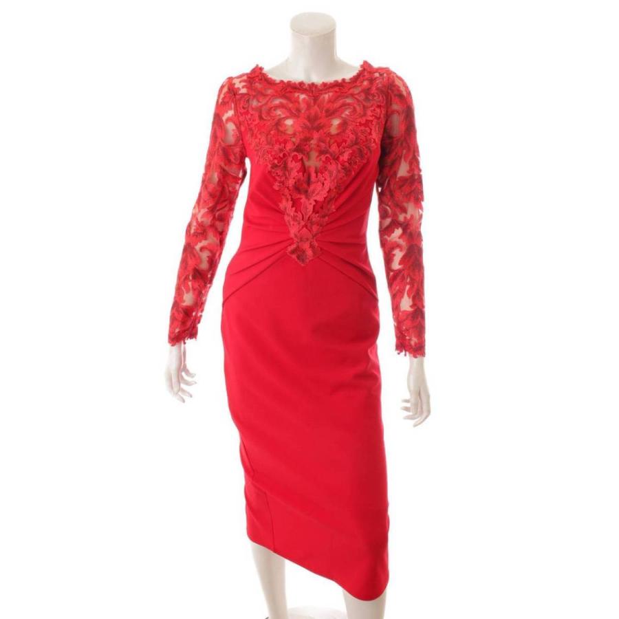 Tadashi Shoji 21AW レース切替 ワンピース ドレス BTE21191MDJ レッド  