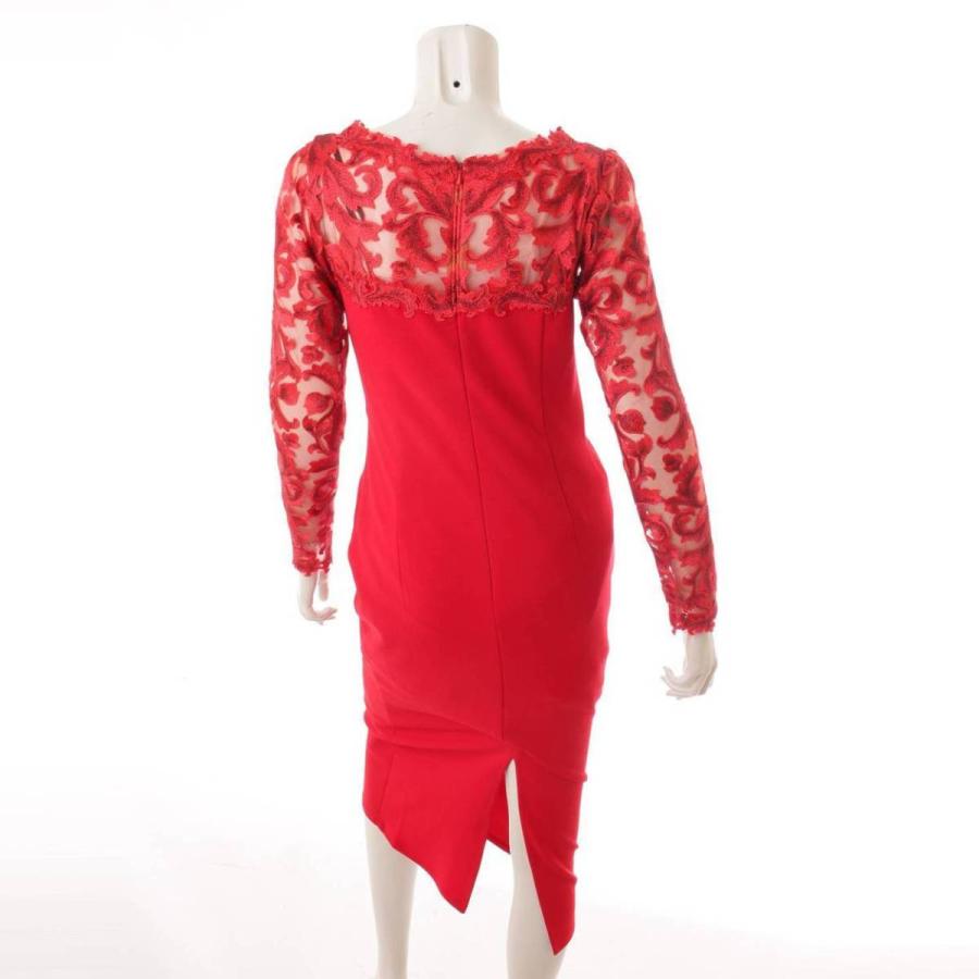 Tadashi Shoji 21AW レース切替 ワンピース ドレス BTE21191MDJ レッド  