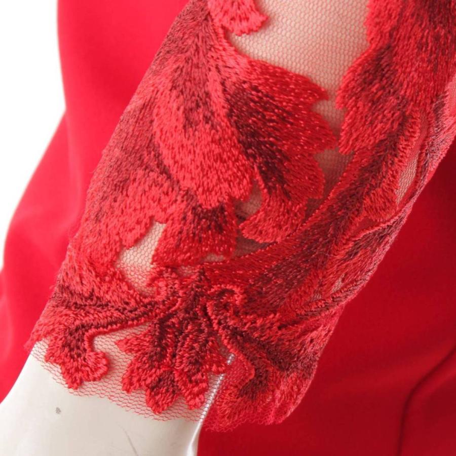Tadashi Shoji 21AW レース切替 ワンピース ドレス BTE21191MDJ レッド  
