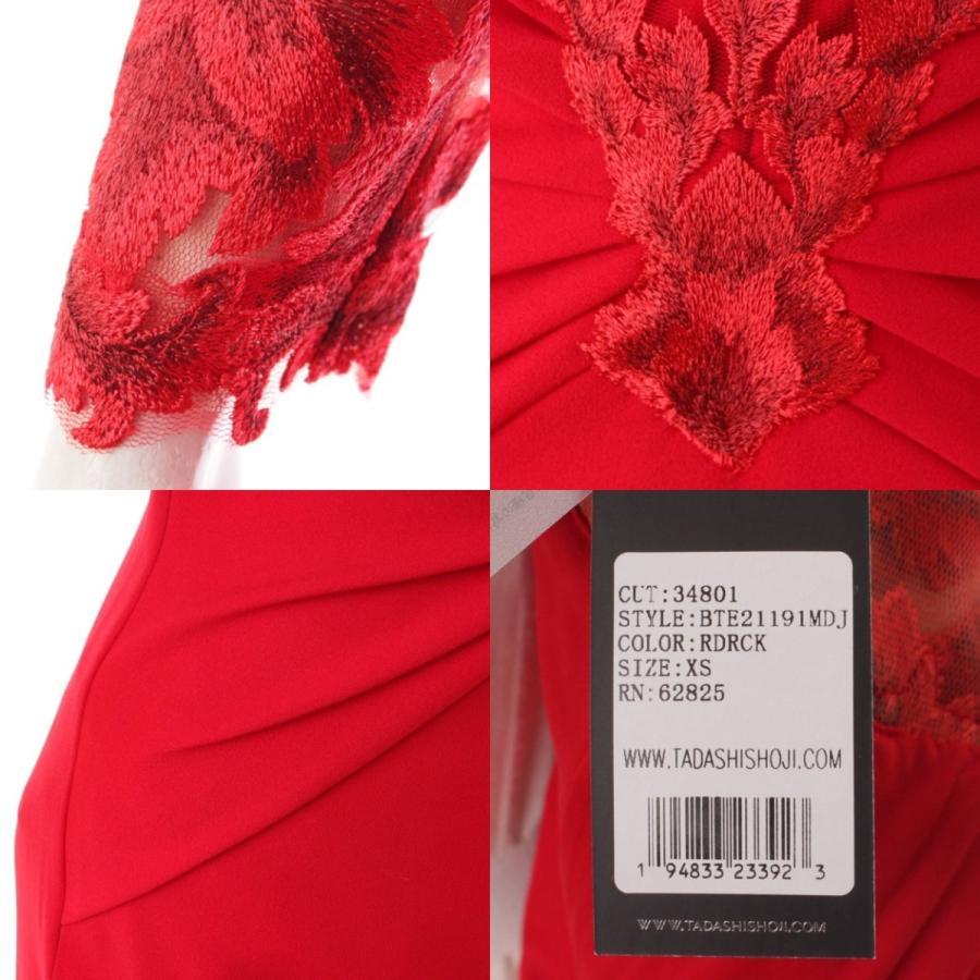 Tadashi Shoji 21AW レース切替 ワンピース ドレス BTE21191MDJ レッド  