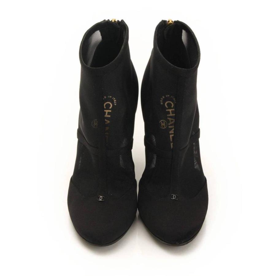 シャネル】Chanel メッシュ ブーティ ショートブーツ ブラック 【中古