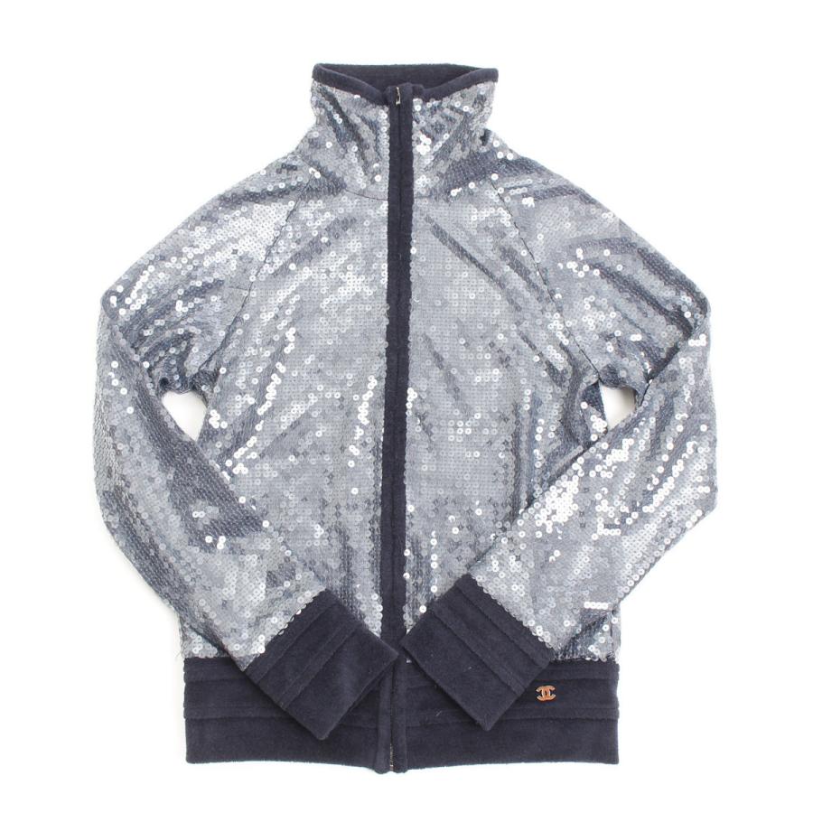 シャネル】Chanel レア 08C スパンコール パイル ジップアップ