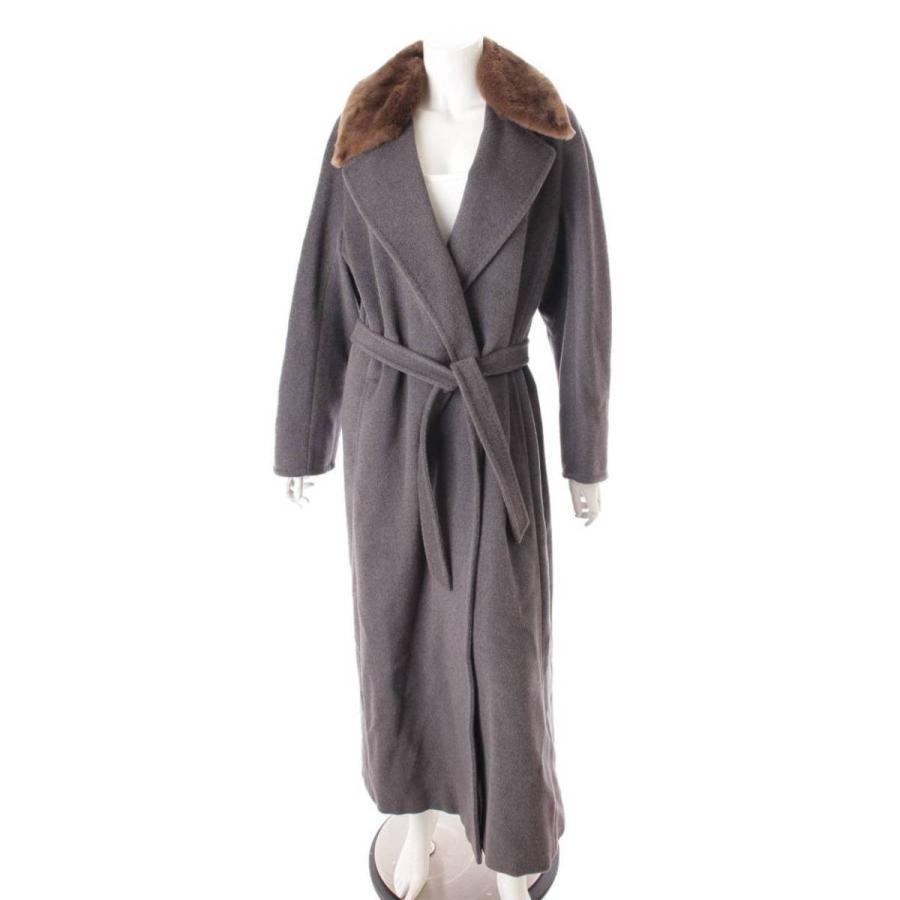 マックス マーラ】Max mara ファー付き カシミヤ混 ベルテッド ロング 