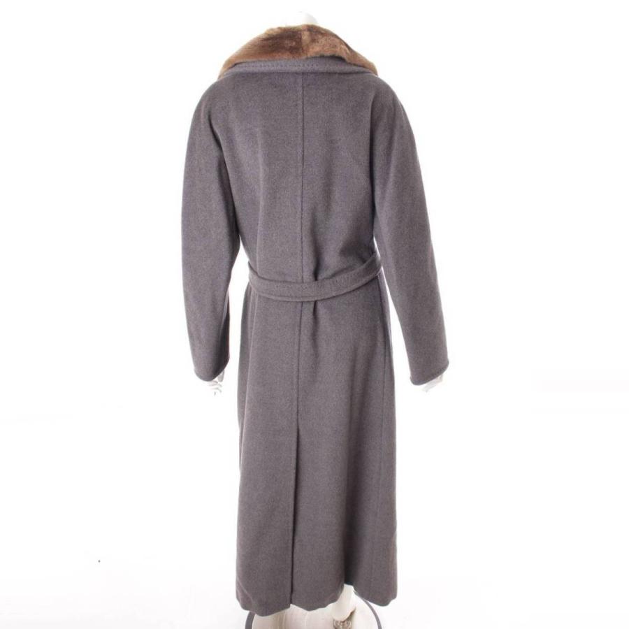 マックス マーラ】Max mara ファー付き カシミヤ混 ベルテッド ロング 
