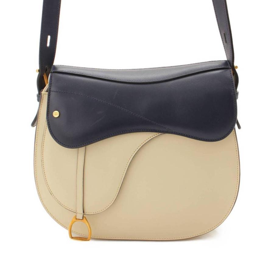 GUCCI 【グッチ】Gucci レザー サドル ショルダーバッグ ネイビー  