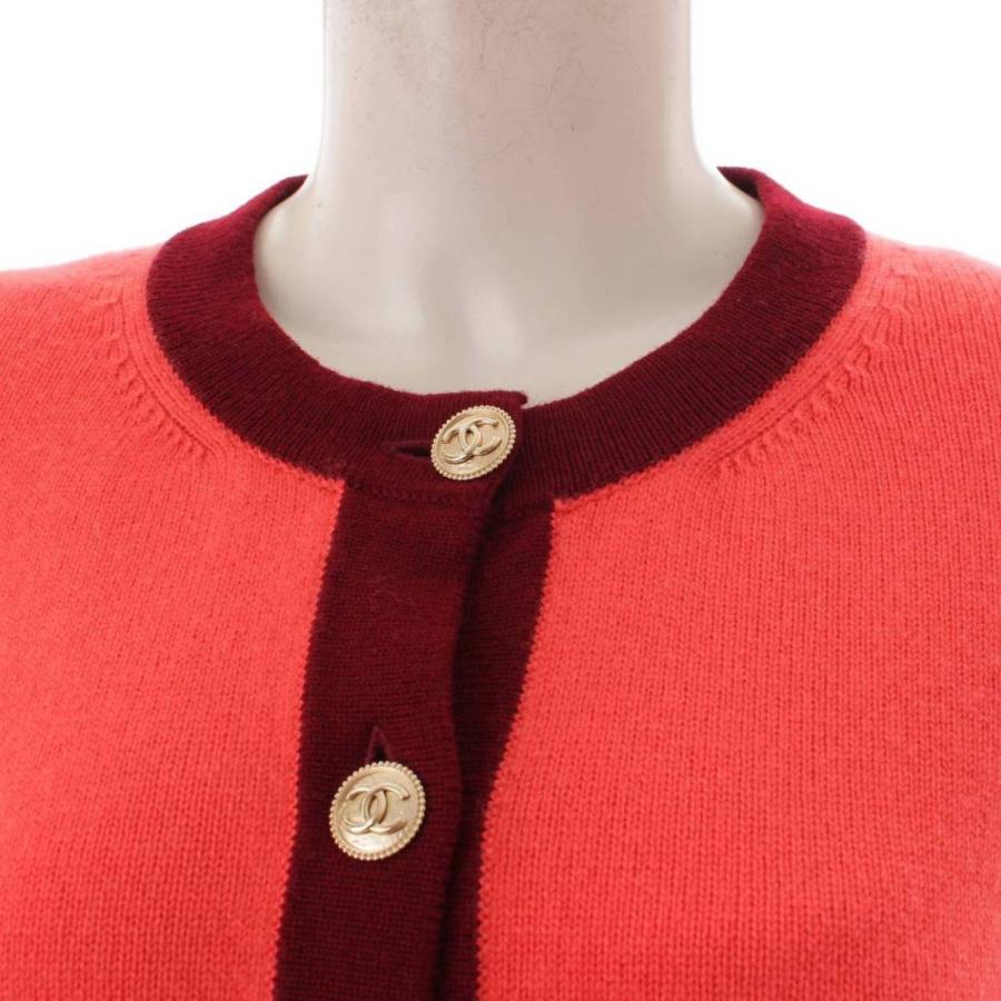 コーラルピンク 刺繍入りニットセーター 36