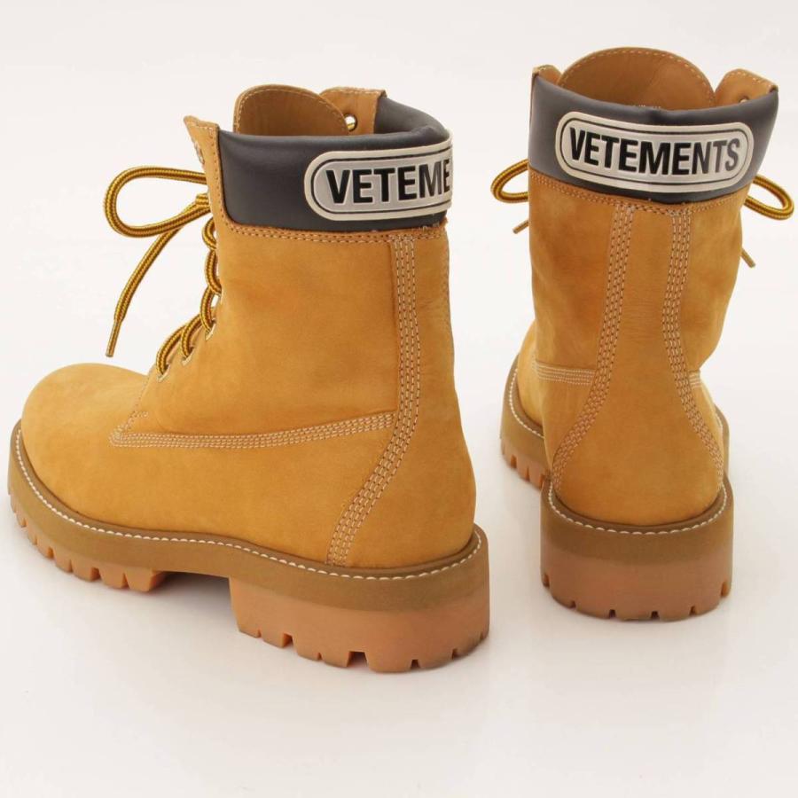 VETEMENTS メンズ ロゴ トラッカー レースアップ キャメル ブーツ 