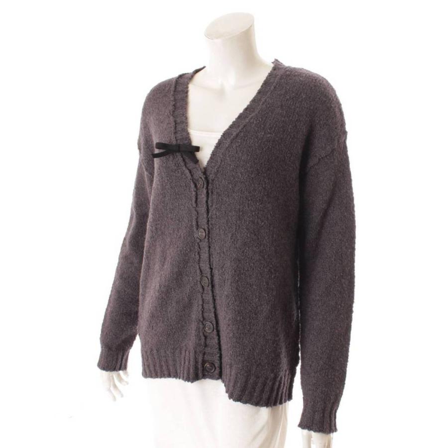 miu 【ミュウミュウ】Miu Miu Vネック ウール リボン カーディガン  