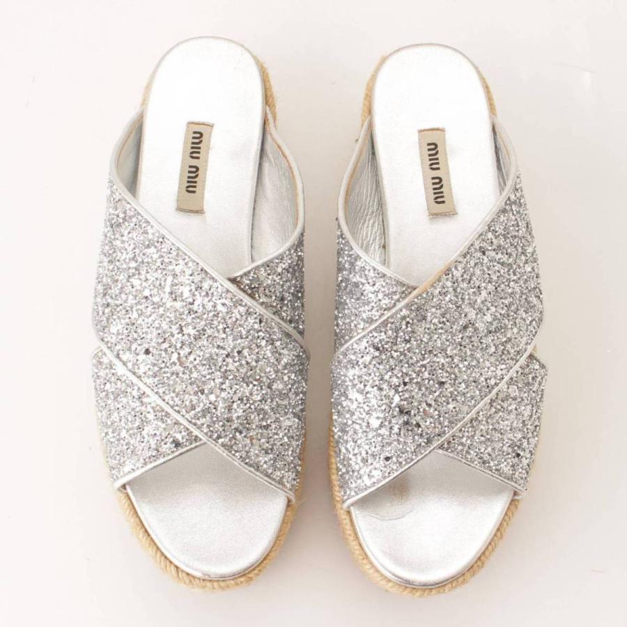 miu 【ミュウミュウ】Miu Miu グリッター エスパドリーユ ウェッジ  