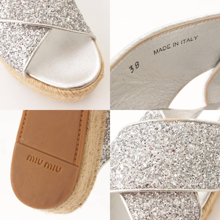 miu 【ミュウミュウ】Miu Miu グリッター エスパドリーユ ウェッジ  