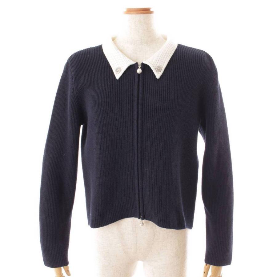 Rene ルネ ジップアップカーディガン ネイビー 36