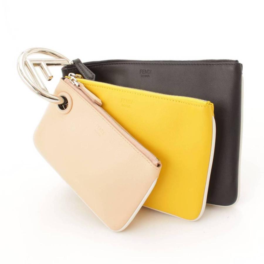 フェンディ】Fendi トリプレット レザー クラッチ バッグ ポーチ 