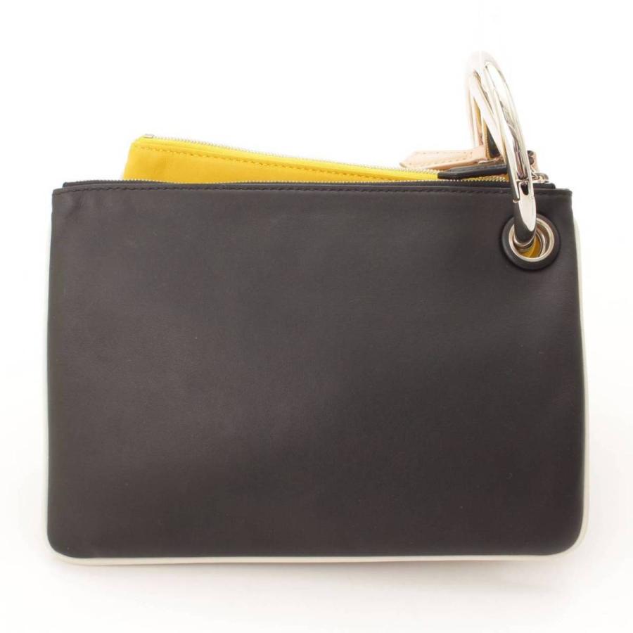 フェンディ】Fendi トリプレット レザー クラッチ バッグ ポーチ 