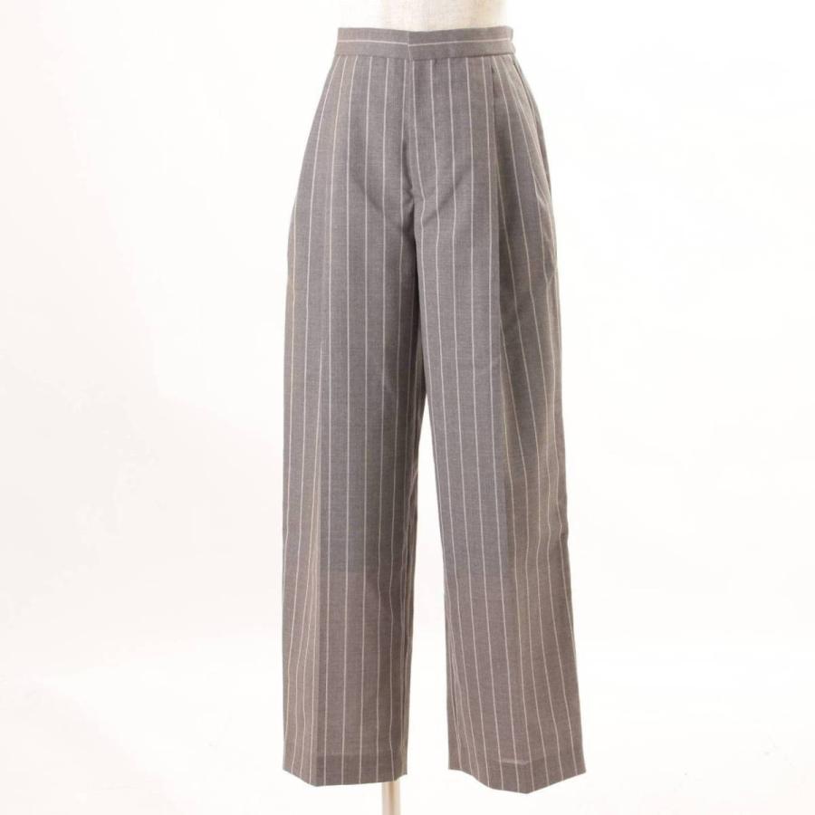 DRAWER チョーク ストライプ バック ギャザー スラックス パンツ 6514  