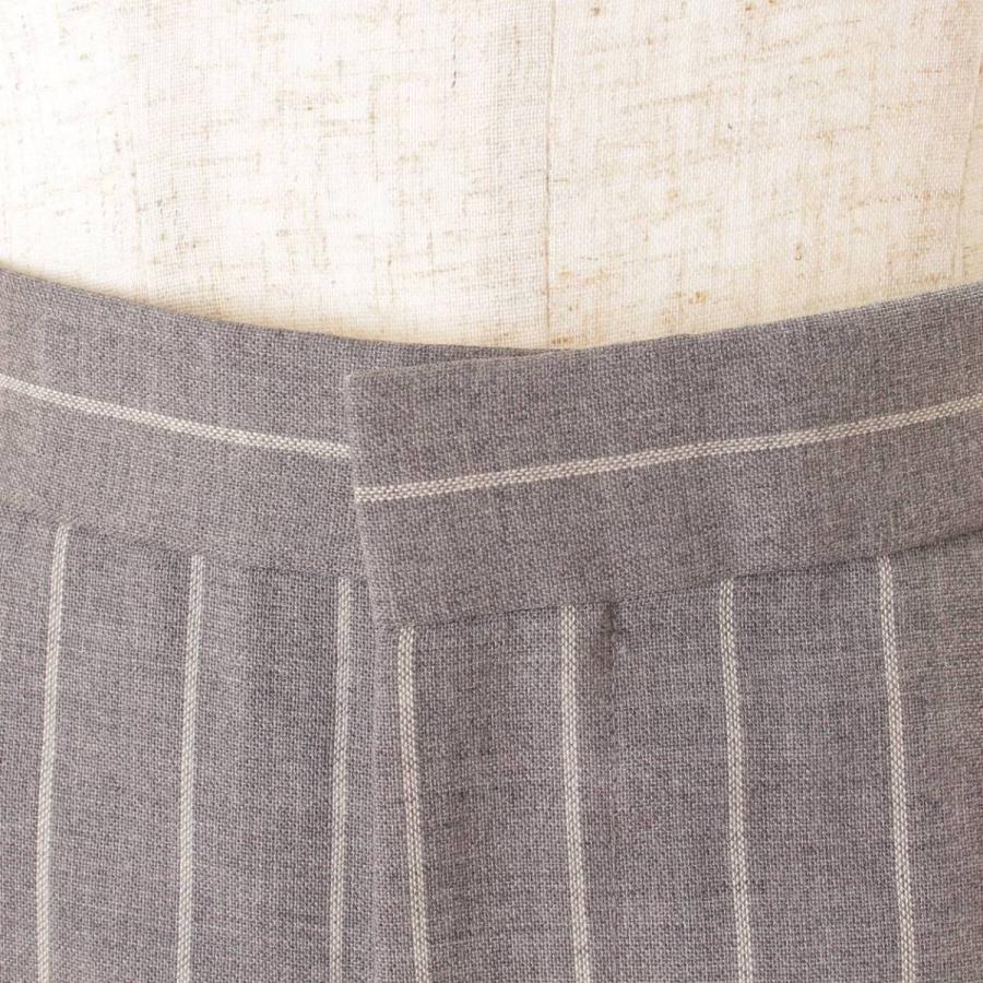 DRAWER チョーク ストライプ バック ギャザー スラックス パンツ 6514  