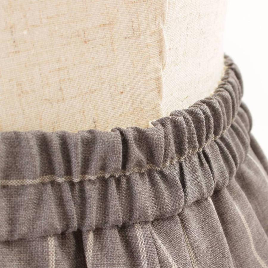 DRAWER チョーク ストライプ バック ギャザー スラックス パンツ 6514  