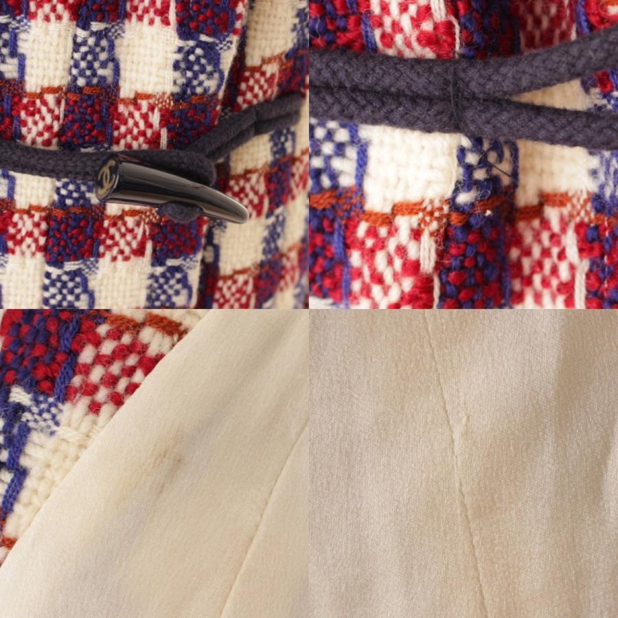 CHANEL】チェック柄フード付きショートダッフルコート CHANEL